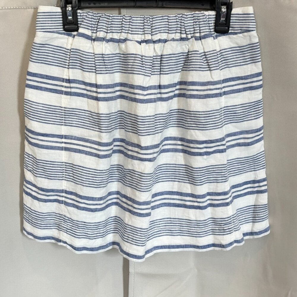 J Crew Womens Skirt Size 6 Nautical Stripe 100% Linen Pull On Beach Preppy 18584 - Picture 2 of 10